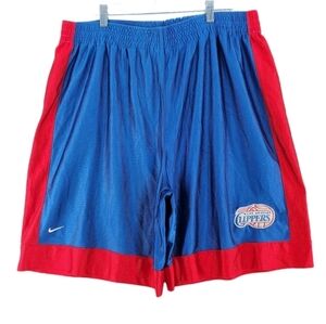 Vtg Nike LA Clippers Team Shorts Mens 2XL Blue Elastic Waist Drawstring (17x9.5)